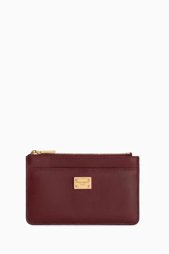 DG Plaque Cardholder in Calfskin Leather