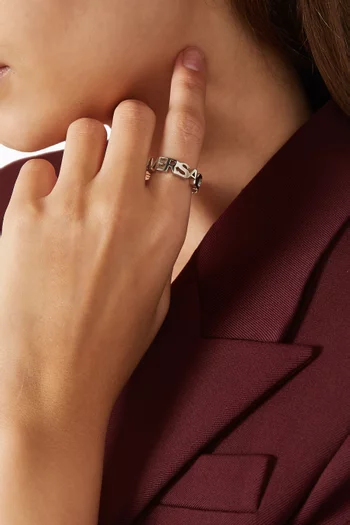 خاتم بشعار الماركة نحاس بلون فضي