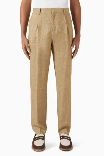 Single-pleat Pants in Linen