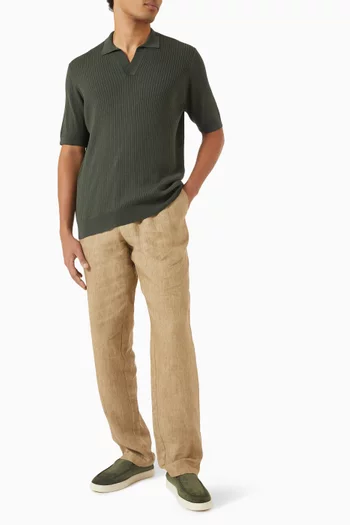 Fine Rib Polo Shirt in Silk-blend