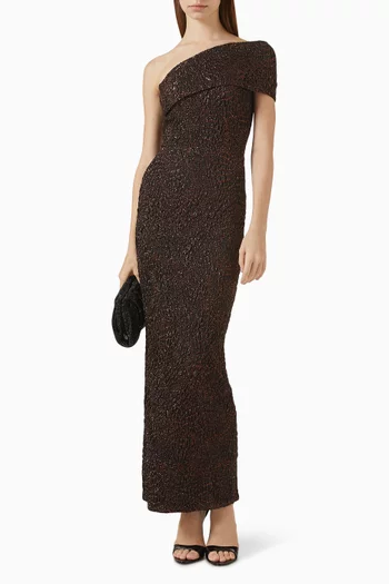 Metallic One-shoulder Maxi Dress