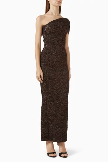 Metallic One-shoulder Maxi Dress