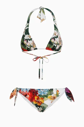 Floral-print Triangle Bikini Set
