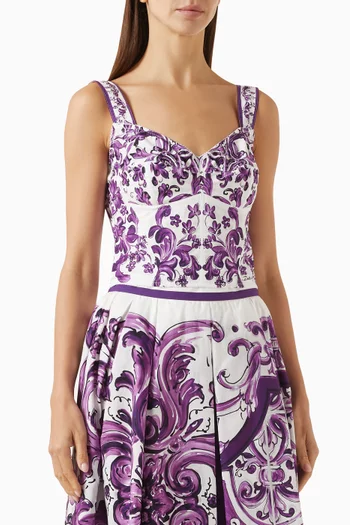 Majolica-print Bustier Top in Poplin