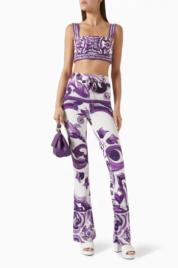 Majolica-print Crop Top in Poplin