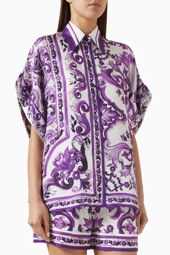 Majolica-print Shirt in Silk Twill