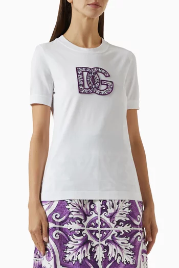 Embroidered T-shirt in Cotton Jersey