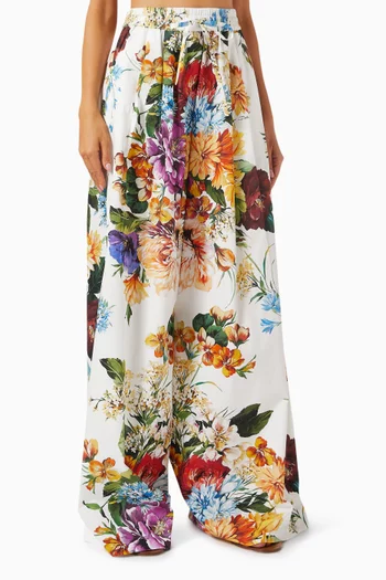 Floral-print Pants in Cotton
