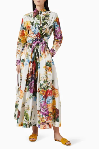 Flower-print Midi Skirt in Cotton
