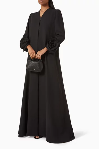 3D Floral-applique Abaya in Crepe
