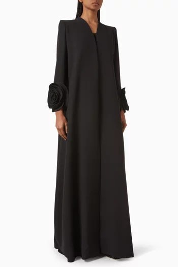 3D Floral-applique Abaya in Crepe
