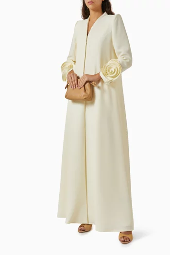 3D Floral-applique Abaya in Crepe