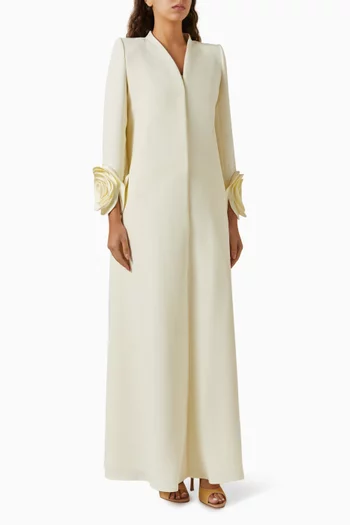 3D Floral-applique Abaya in Crepe