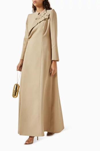 Floral-embellished Abaya in Crepe