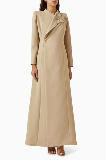 Floral-embellished Abaya in Crepe