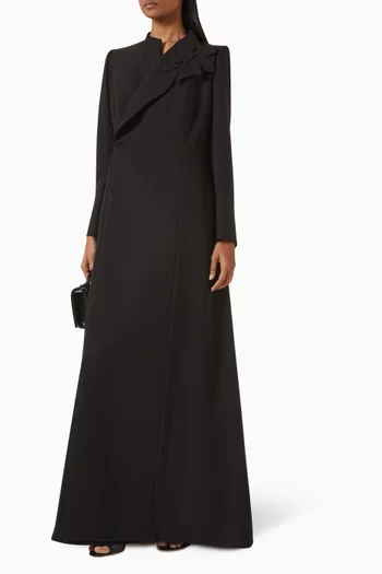 Floral-embellished Abaya in Crepe