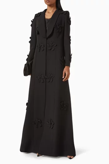 Floral-embellished Abaya in Crepe