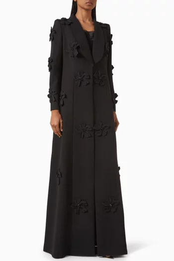 Floral-embellished Abaya in Crepe