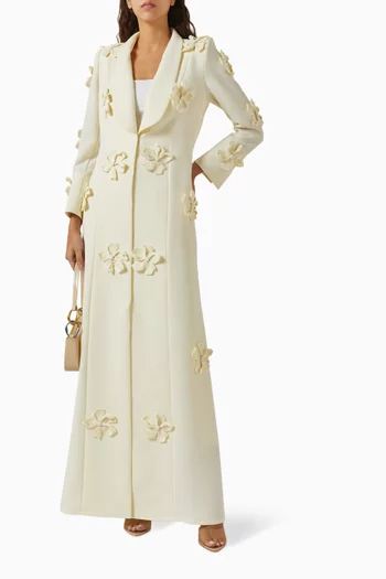 Floral-embellished Abaya in Crepe