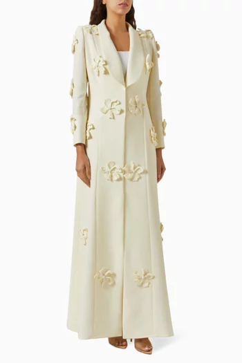 Floral-embellished Abaya in Crepe