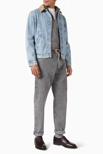 Suede-collar Jacket in Denim