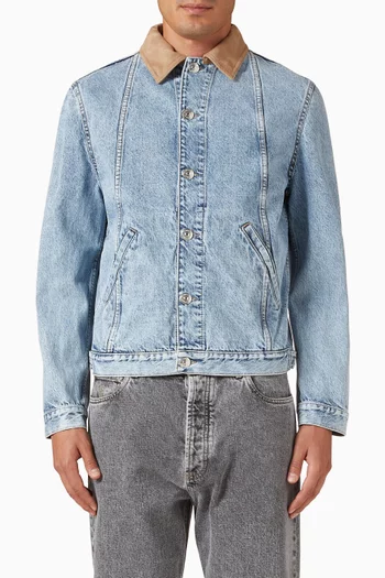 Suede-collar Jacket in Denim