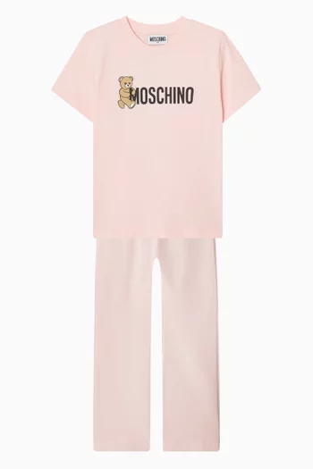 Teddy Heart Logo Flared Sweatpants in Cotton