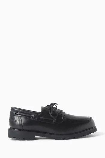 Guston Lace-up Boat Shoes in Leather