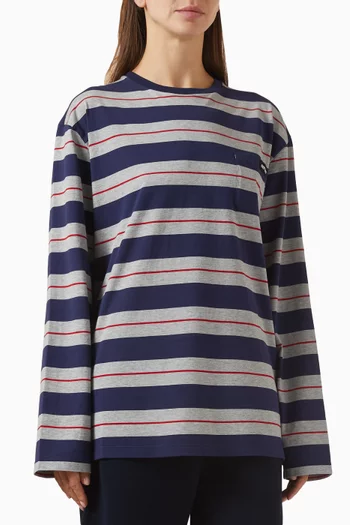 Oversized Striped T-shirt in Cotton Jersey