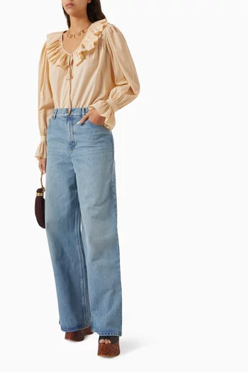 Ruffle-trim Top in Cotton Voile