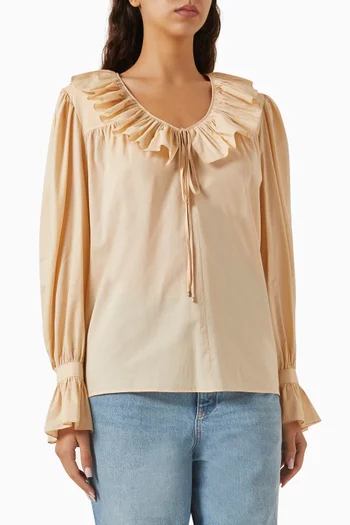 Ruffle-trim Top in Cotton Voile