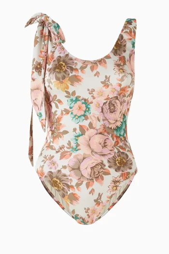 Knotted Floral One-piece Swimsuit