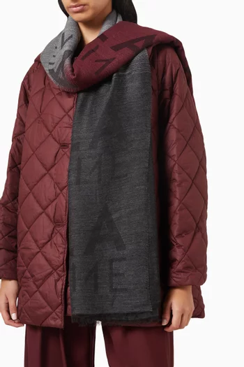 Logo Scarf in Jacquard Wool Blend