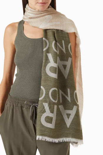 Logo Jacquard Scarf in Wool-blend