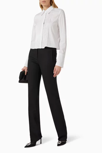 قميص سيلون بطيّات محاكة مزيج قطن