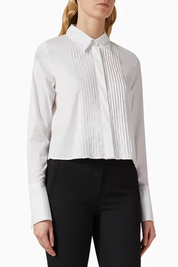 قميص سيلون بطيّات محاكة مزيج قطن