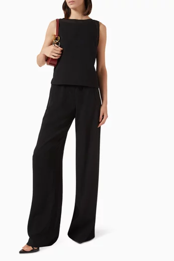 Stilla Wide-leg Pants in Crepe Satin