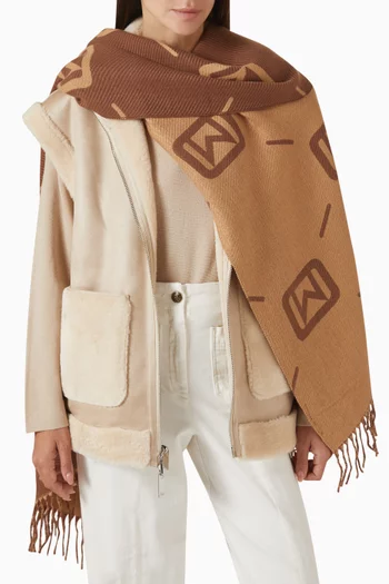 Logo Scarf in Jacquard Viscose-blend