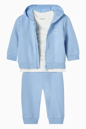 طقم بطبعة فيل وشعار الماركة قطن، 3 قطع