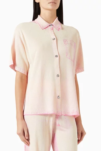 Asher Oversized Denim-print Polo Shirt