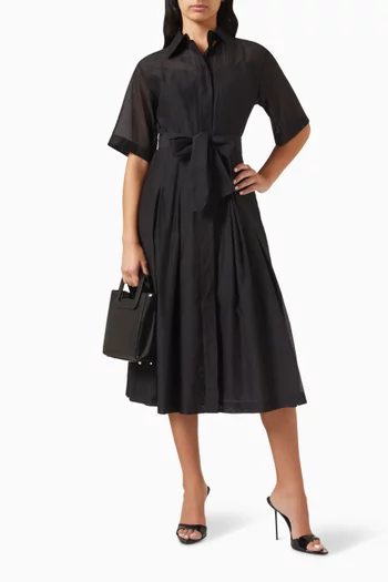 Foggia Belted Midi Dress in Cotton-silk