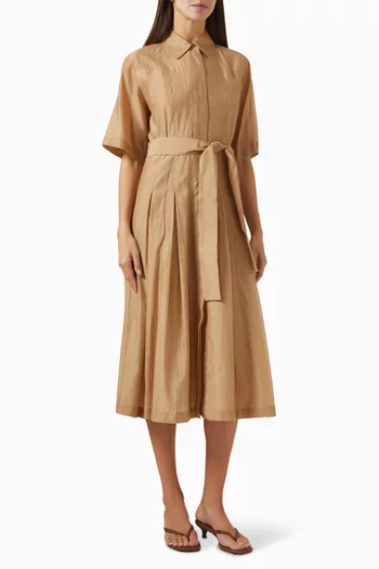 Foggia Belted Midi Dress in Cotton-silk