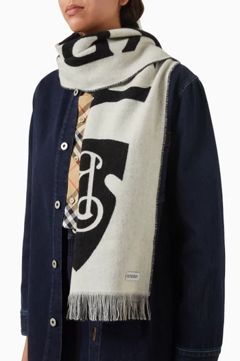 B Shield Reversible Scarf in Wool