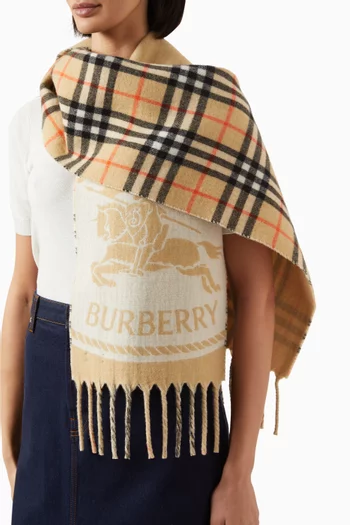 Reversible Knight Stamp Scarf in Cashmere