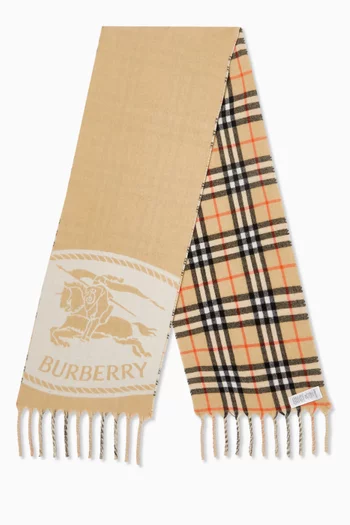 Reversible Knight Stamp Scarf in Cashmere