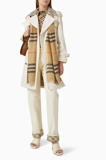 Check-collar Castleford Trench Coat in Cotton