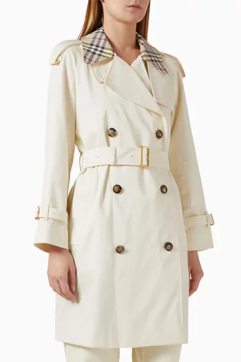 Check-collar Castleford Trench Coat in Cotton