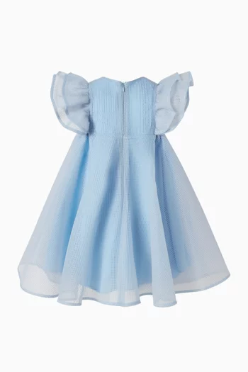 فستان بأكمام كشكش بتصميم على شكل حرف A