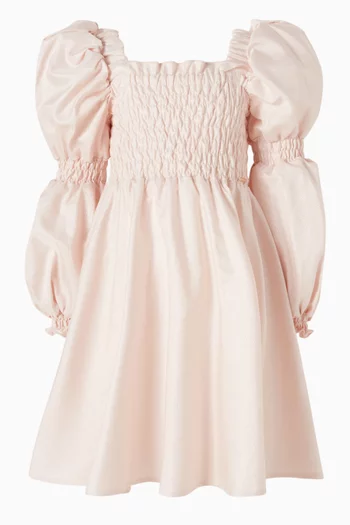 فستان بأكمام منفوخة وكشكش