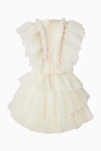 Ruched Ruffled Dress in Tulle